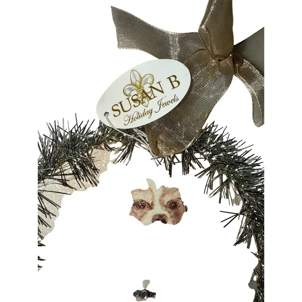 Cavalier King‎ Charles Spaniel Tinsel Wreath Ornament Crystal Teardrop Christmas